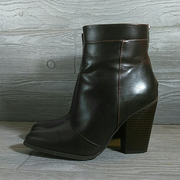 A+ Ellen Shoes - A+ Dark Brown Ankle Boots, 3 1/2 heel